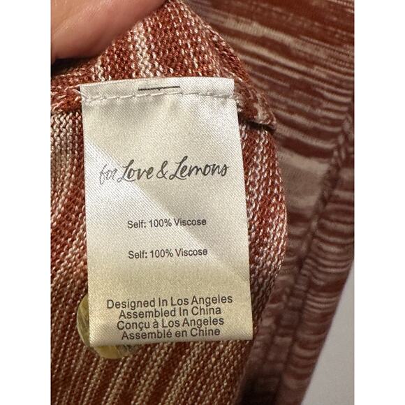 For Love & Lemons Isabella Midi Dress Brown Cream Size Med/Lg (XL) NWT Stretchy - Picture 16 of 16